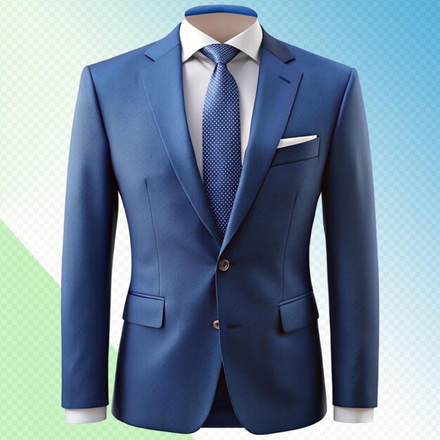 PSD blue suite and tie on transparent background