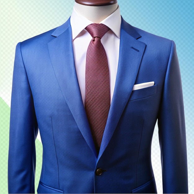 PSD blue suite and tie on transparent background