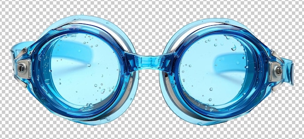 PSD blue swimming goggles with clear lenses isolated on transparent background png