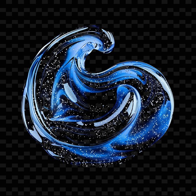 PSD a blue swirl of gas is painted on a black background