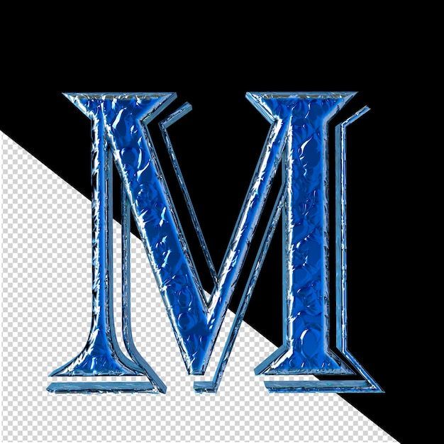 PSD blue symbol in a silver frame letter m