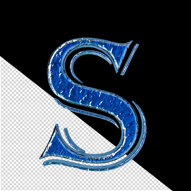 PSD blue symbol in a silver frame letter s