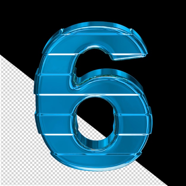 Blue symbol with horizontal straps number 6