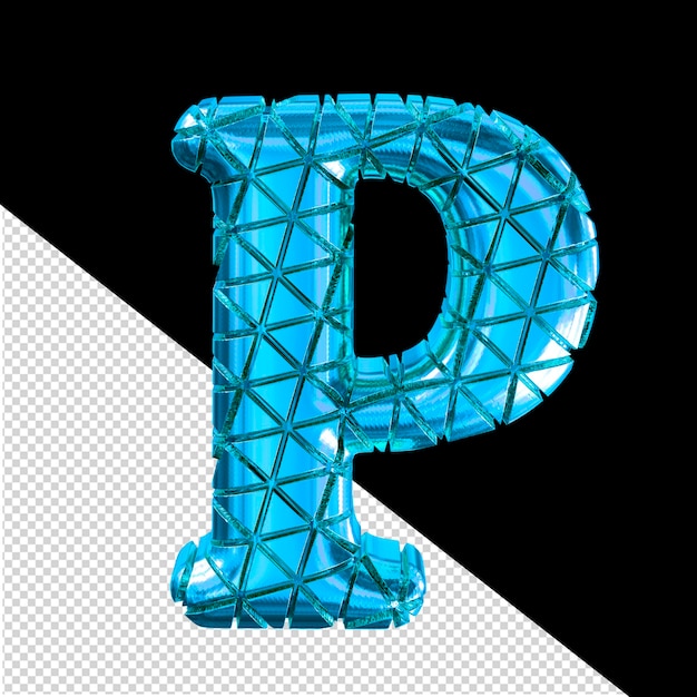 Blue symbol with notches letter p