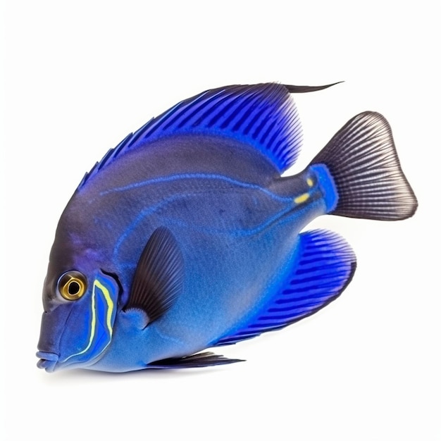 Blue tang fish on white background created with generative AI