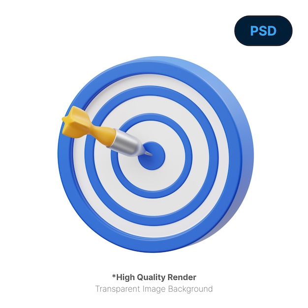 A blue target with a dart in it that says " high quality render ".