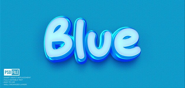 PSD blue text effect editable 3d style