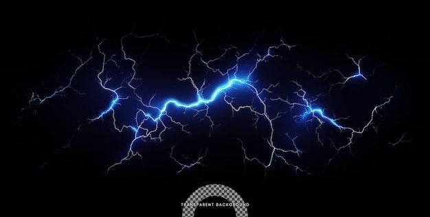 PSD blue thunder lightning on transparent background