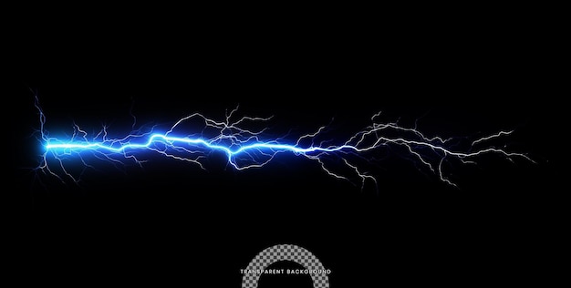 PSD blue thunder lightning on transparent background