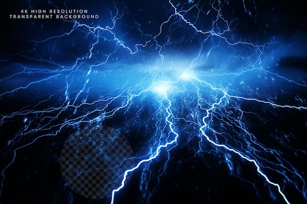 blue thunderstorm electric shock and spark lighting effects transparent thunder background