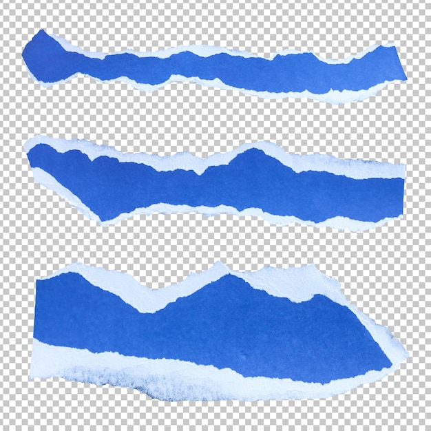 Blue torn paper edge sheets isolated rendering