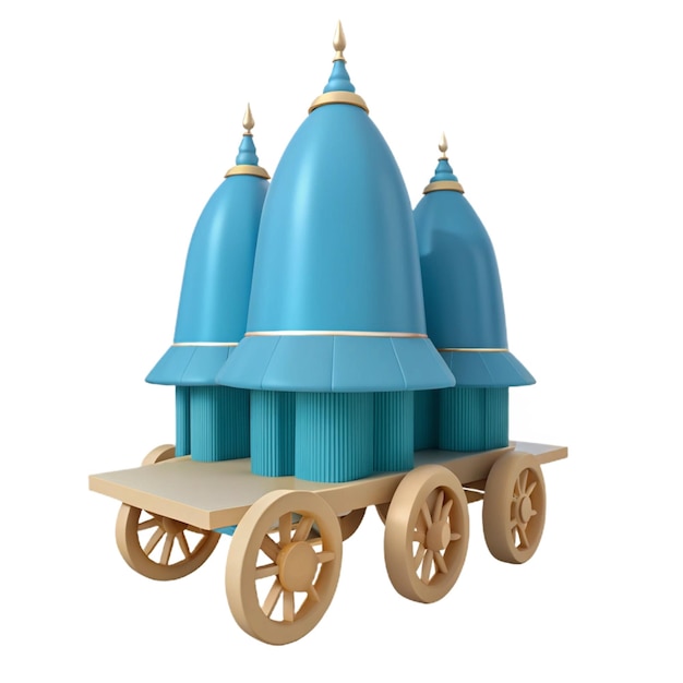 a blue toy with a blue dome and gold trim