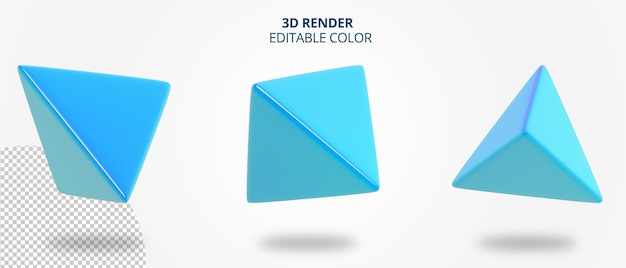 Blue triangle geometry 3d rendering