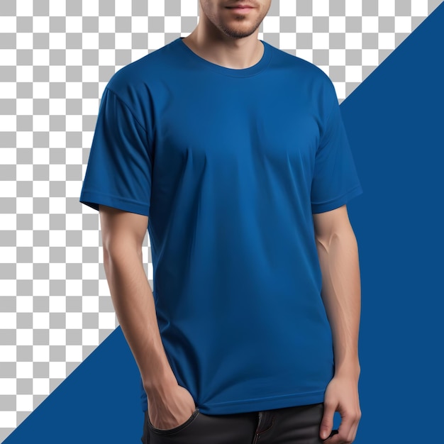 PSD blue tshirt mockup isolated on a transparent background