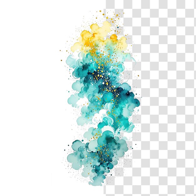 PSD blue and turquoise splash of color png with ocean wave effect watercolor design on transparent