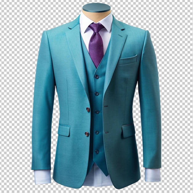 blue turquoise tailored smart suit vest button transparent background