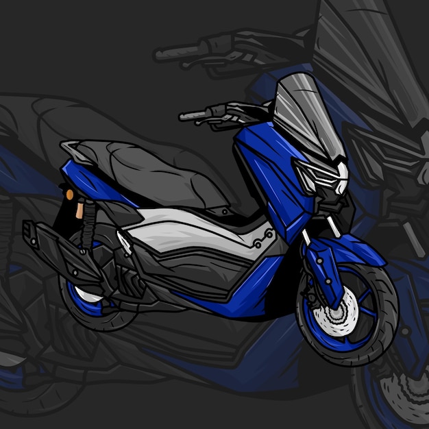 Blue Vector automatic transmission motorcycle illustration