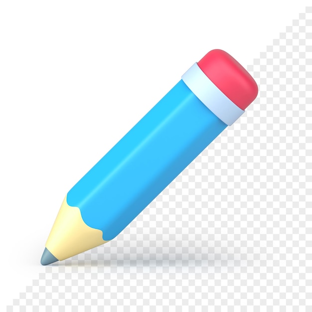 Blue volumetric pencil icon 3d render