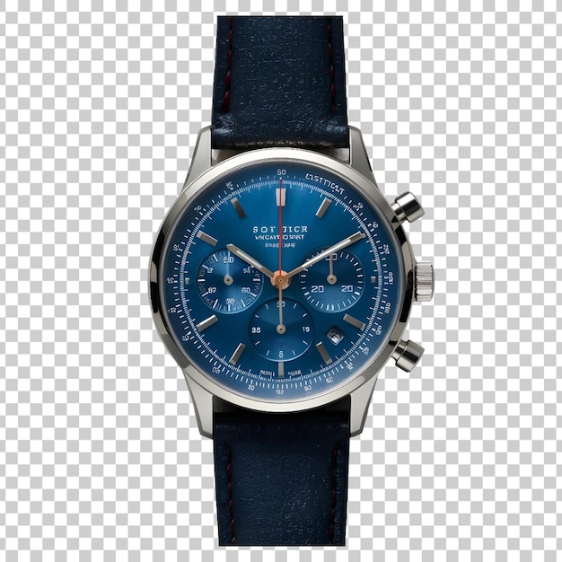 a blue watch with a black band that says blue on it