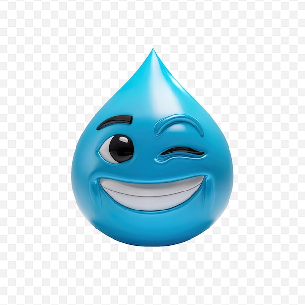 PSD a blue water drop with a smiley face on it