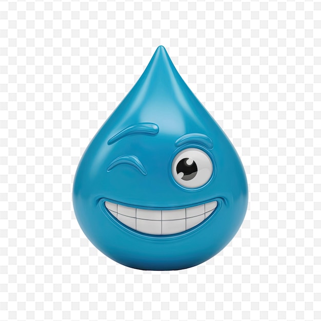 PSD a blue water drop with a smiley face on it