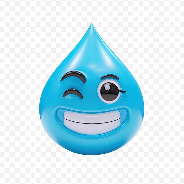 PSD a blue water drop with a smiley face on it