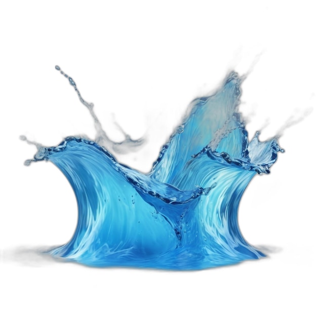 Blue water splash PSD on a white background