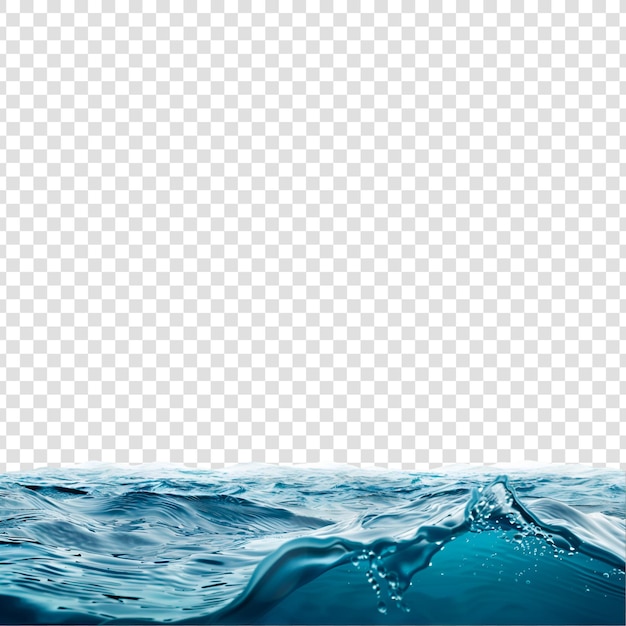 PSD a blue water surface with a wave on a transparent background