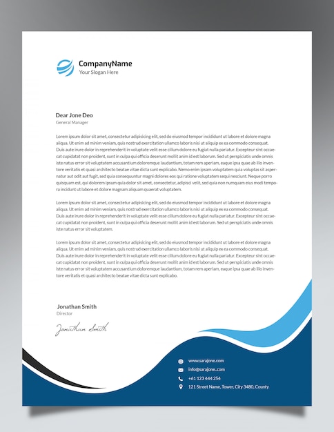 Blue Waves Letterhead Template Design