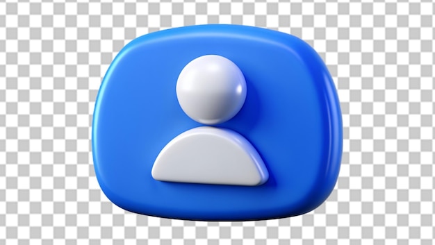 Blue website user icon symbol or avatar sign isolated on transparent background