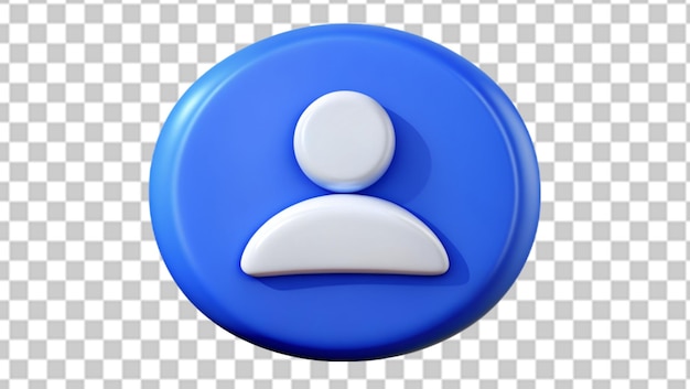 Blue website user icon symbol or avatar sign isolated on transparent background