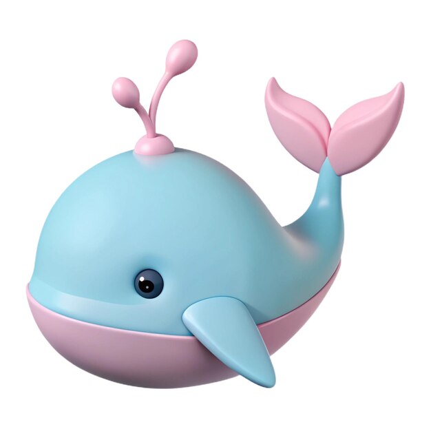 PSD a blue whale with a pink nose and a blue nose