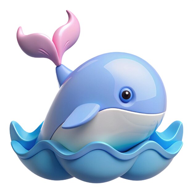 PSD a blue whale with a pink nose and a blue whale on the bottom