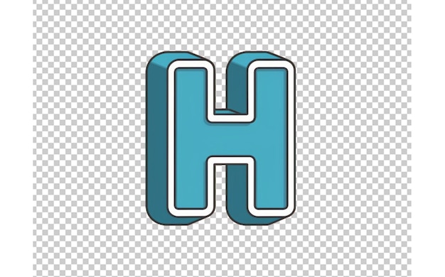 PSD blue and white 3d letter h on a transparent background