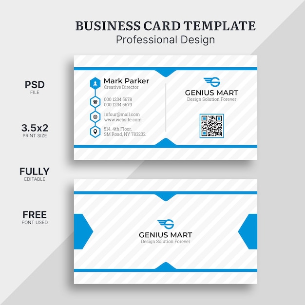 PSD blue and white business card