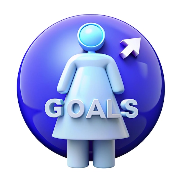 PSD a blue and white figure with the word goals on it