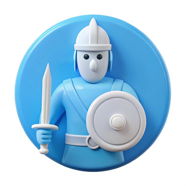 PSD a blue and white figurine of a knight with a sword