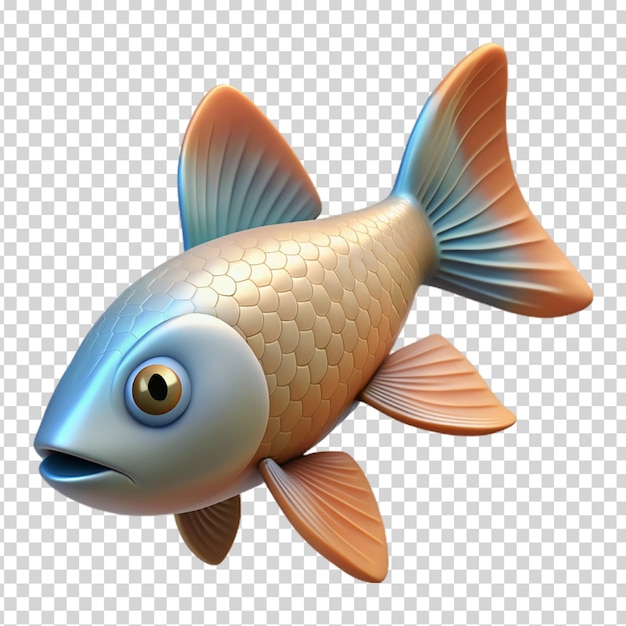 A blue and white fish on transparent background