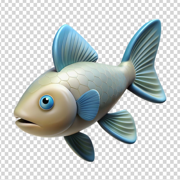 A blue and white fish on transparent background