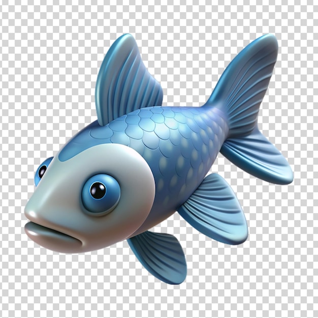 A blue and white fish on transparent background