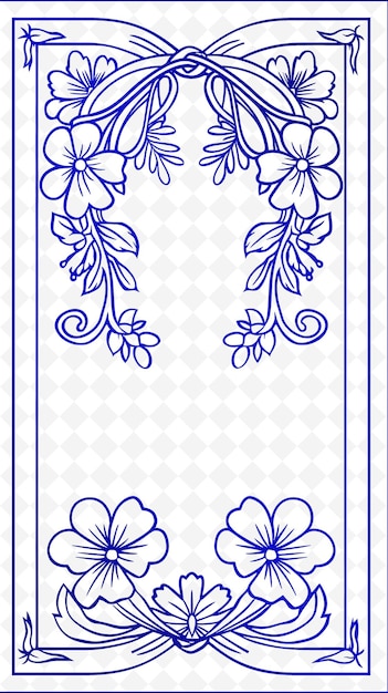 PSD a blue and white floral design with blue flowers on a white background