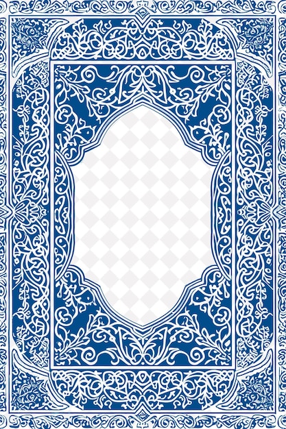 PSD a blue and white floral pattern with a frame and a decorative design in the style of the drawing