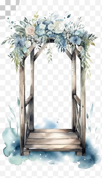 The blue and white garden arch - watercolor painting, hd png download