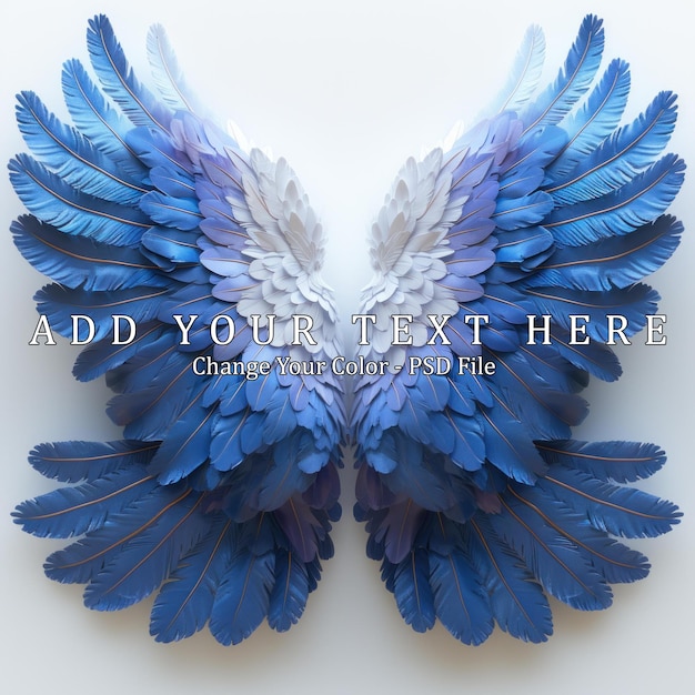 Blue and white gradient patterned wings