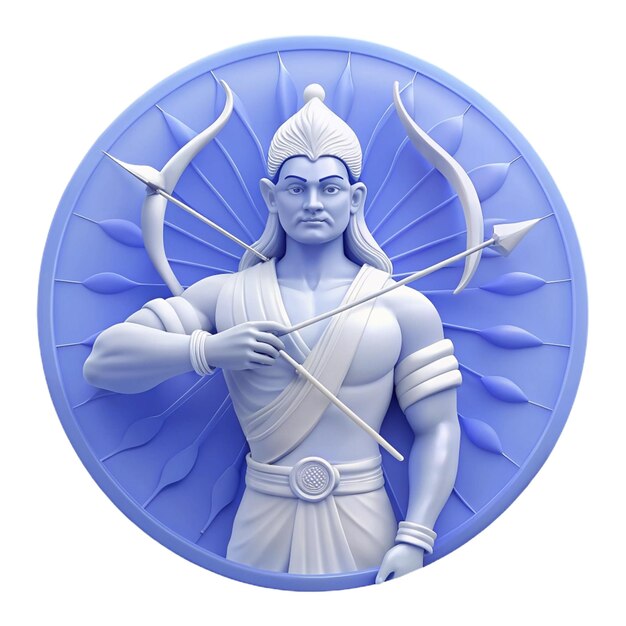 PSD a blue and white image of a statue of a god with a sword