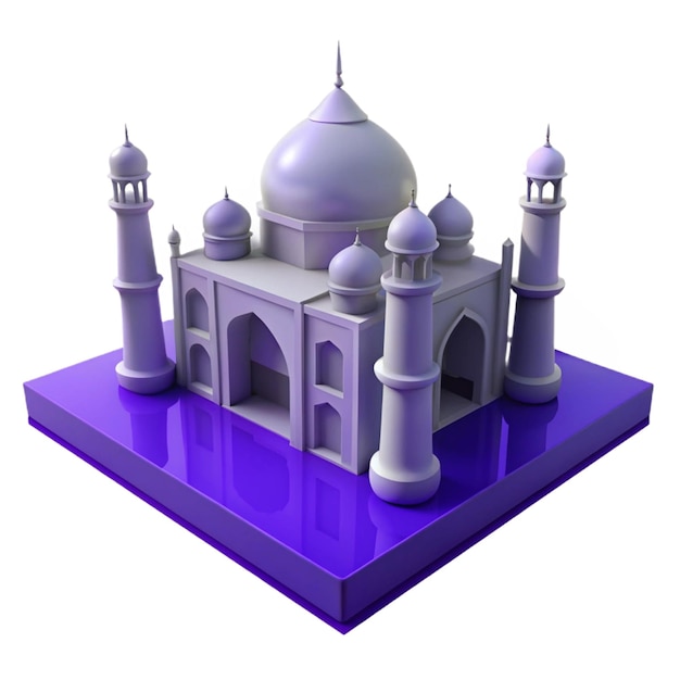 PSD a blue and white mosque with a blue body and a white background