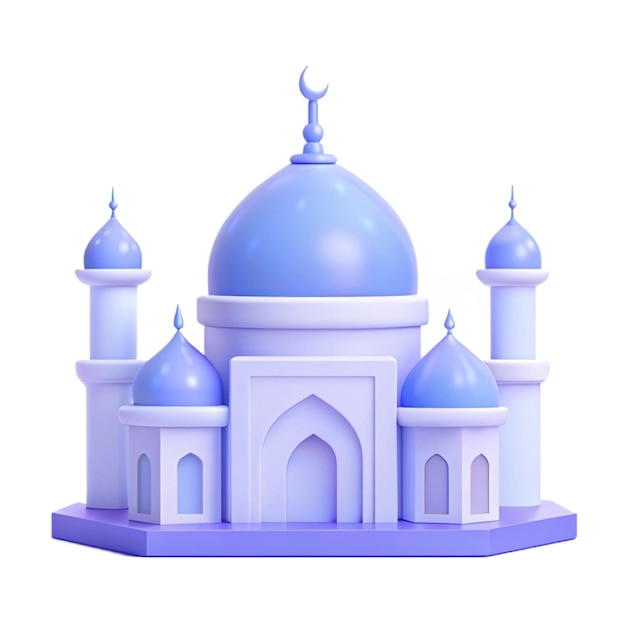 a blue and white mosque with a blue dome on top