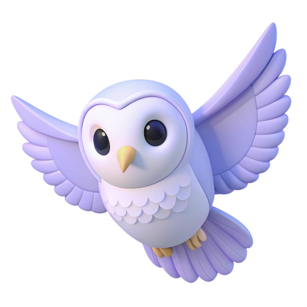 PSD a blue and white owl figurine with a black eye and yellow eyes