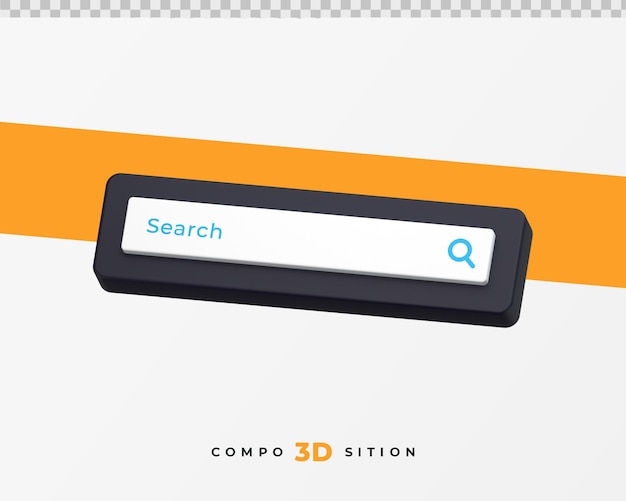 Blue and white search bar 3d rendering