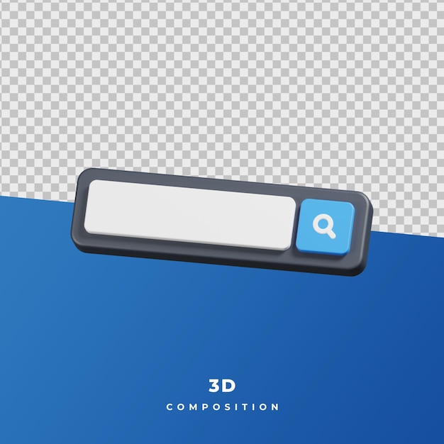 Blue and white search bar 3d rendering